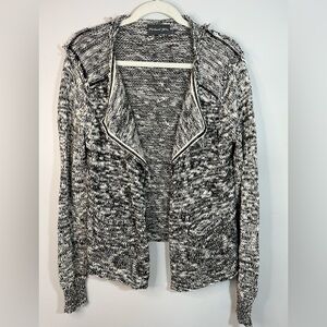 Michael Stars Black and White Marled Knit Open Cardigan Sweater Women’s Size S